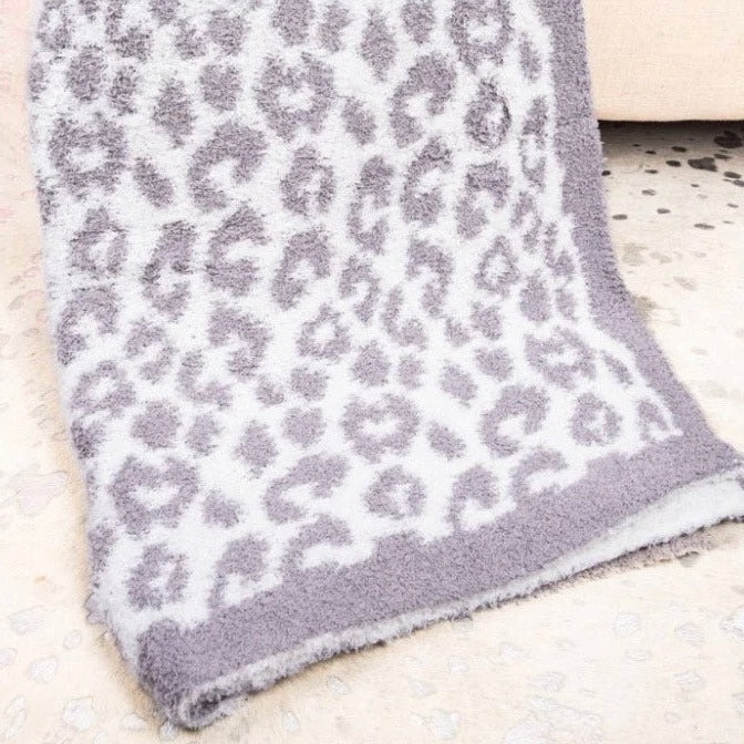 Leopard Blanket, Gray (Small print)