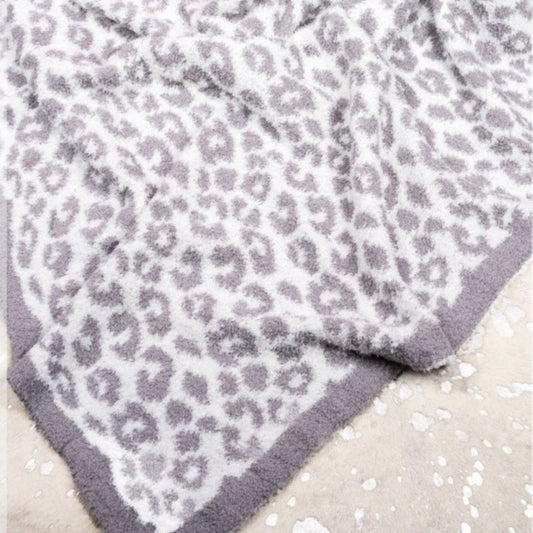 Leopard Blanket, Gray (Small print)